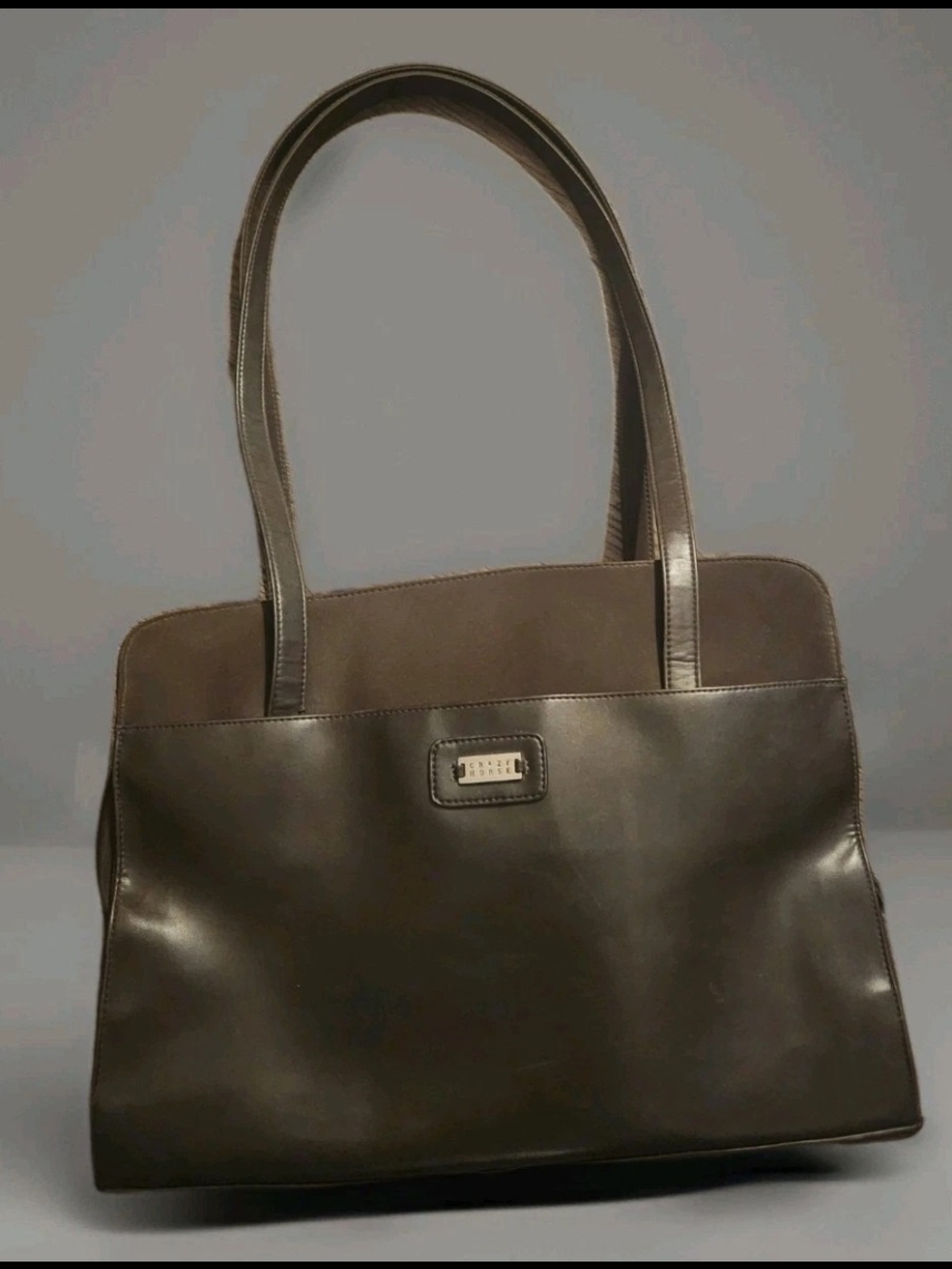 Crazy Horse Brown  Zip Satchel Double Handles